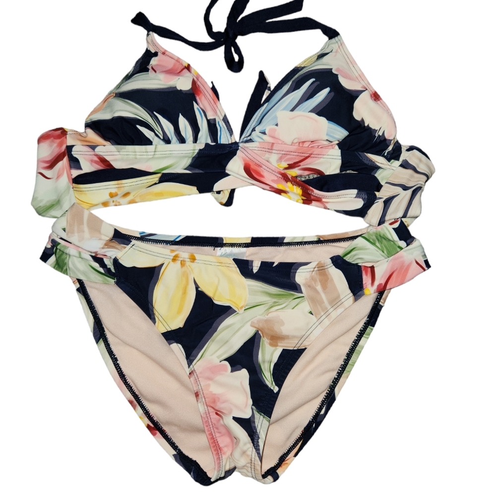 Kona Sol wrap halter floral swim bikini timeless garden